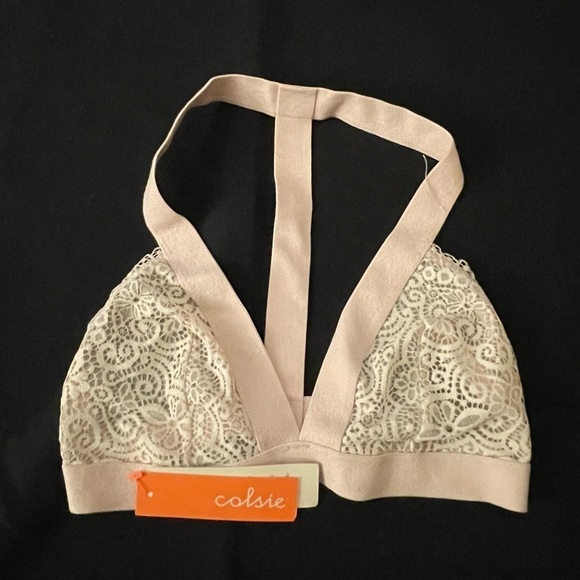 NWT - Colsie Women’s Stretchy Lacey T-Back Bralette (Soft Petal Pink / XS) - Picture 1 of 5